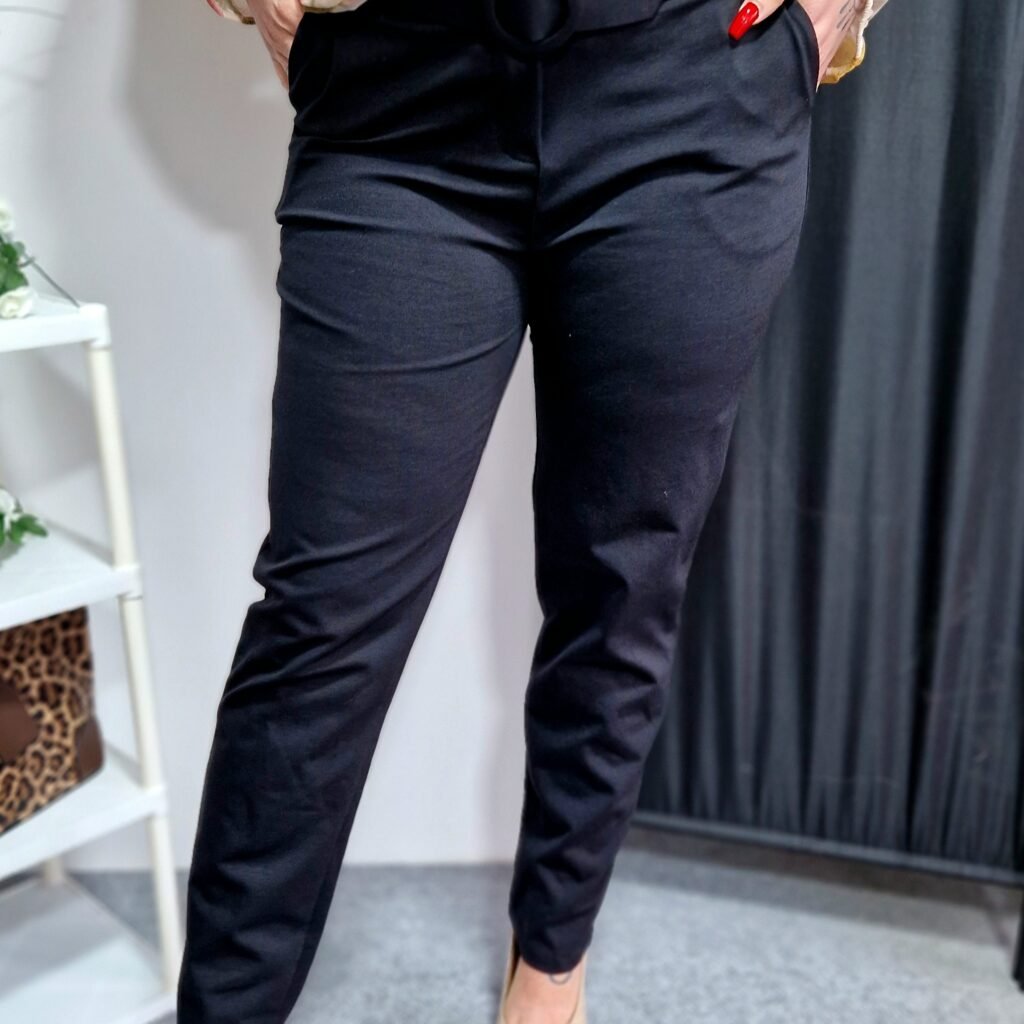 Nóra pamutvászon nadrág-fekete