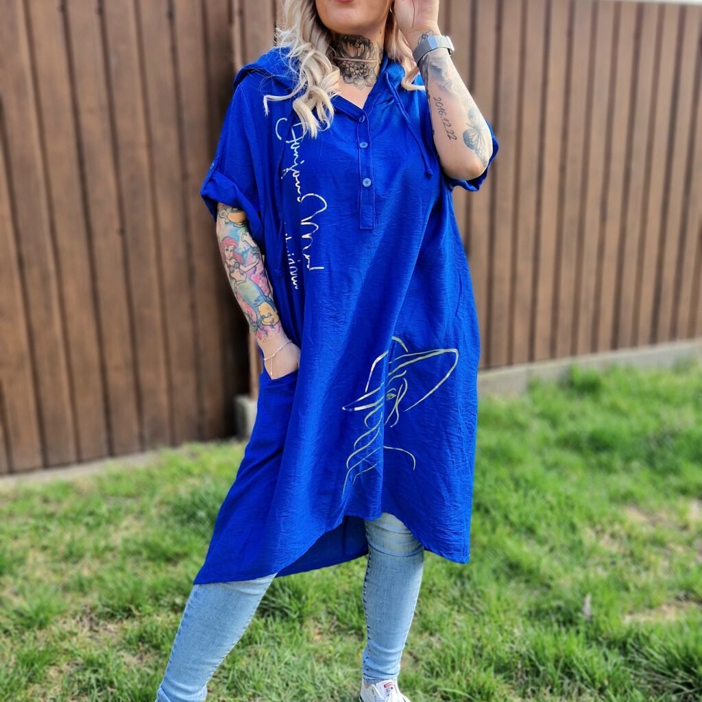 Selina Kapucnis tunika-királykék