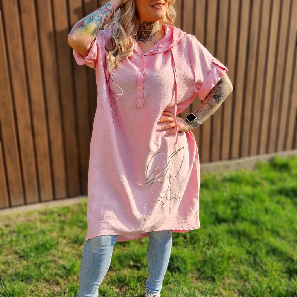 Selina Kapucnis tunika-rózsaszín