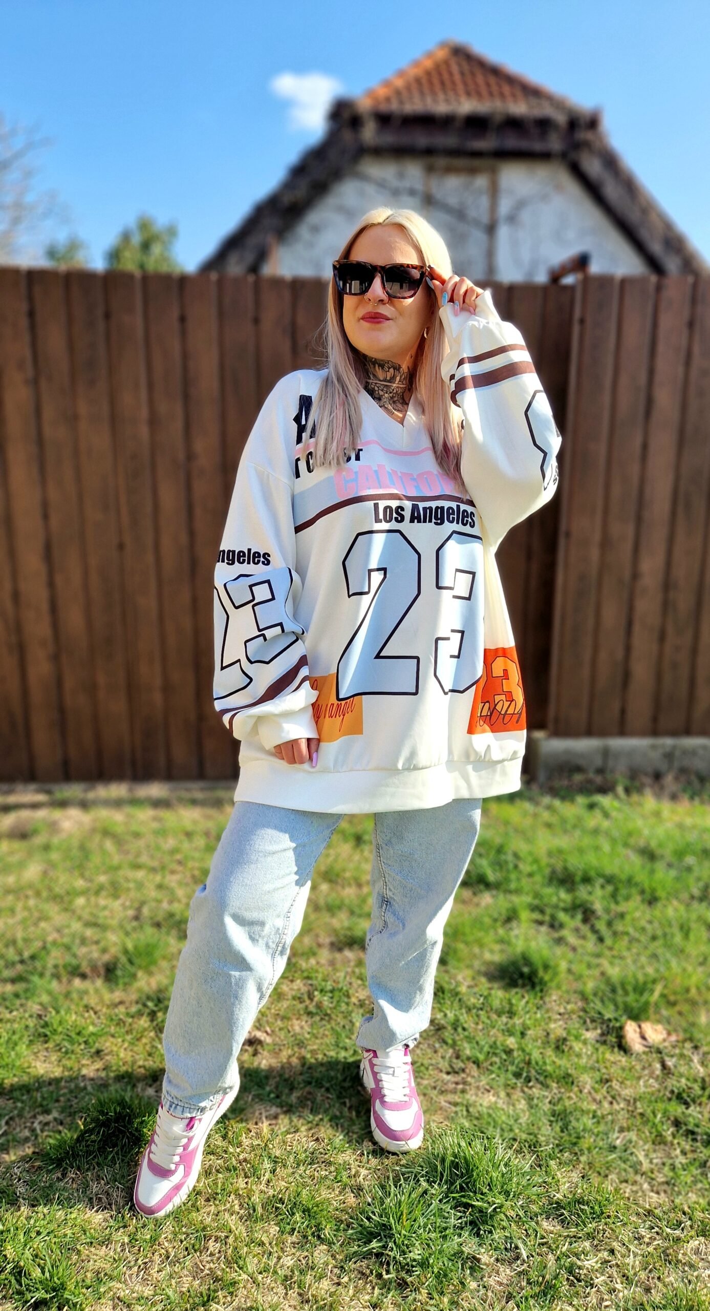 Lola Fehér oversized pulóver