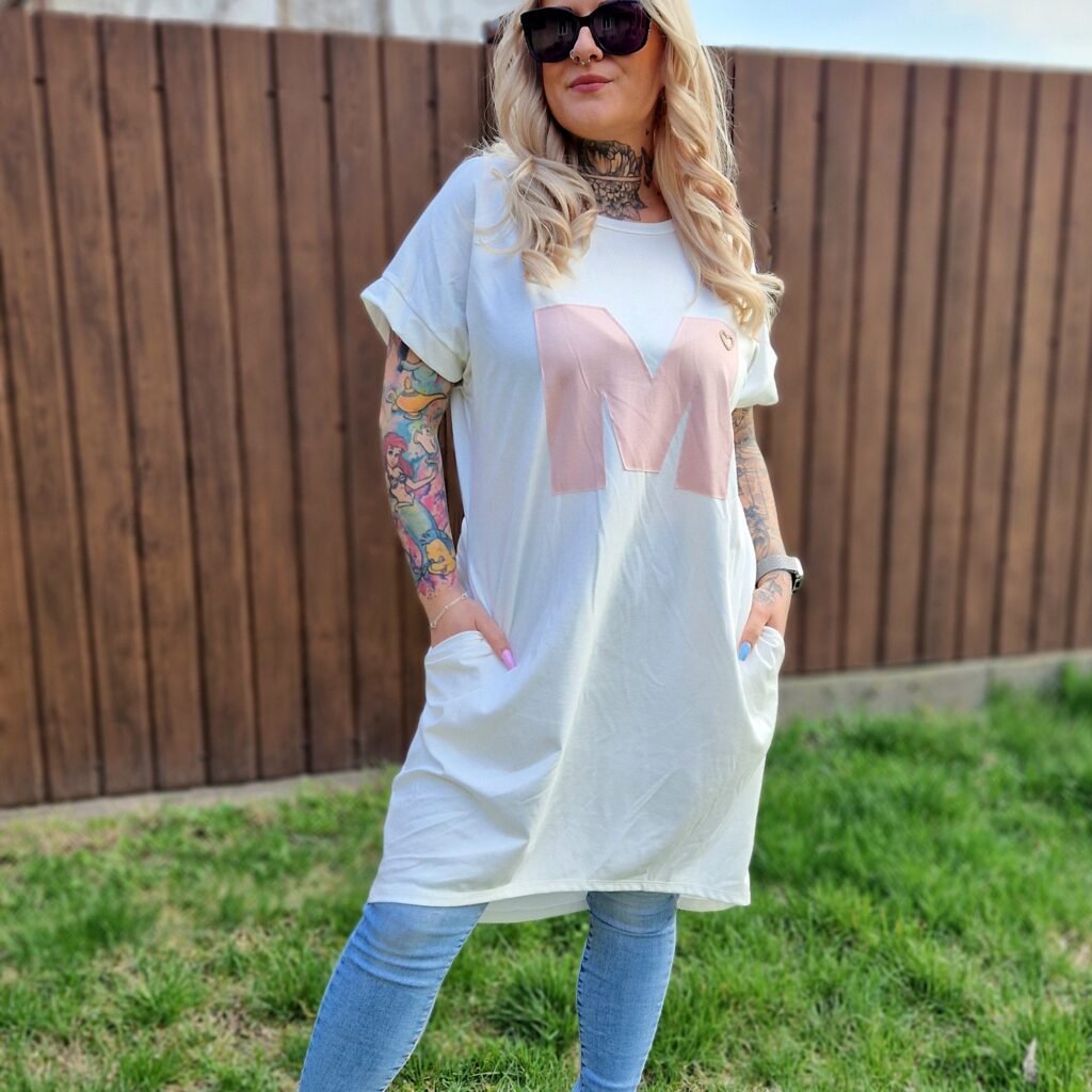 Marina Fehér-rózsaszín tunika