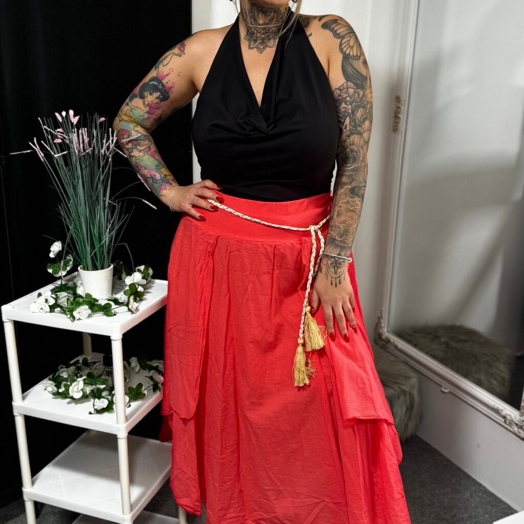 Nora korallpiros maxi szoknya