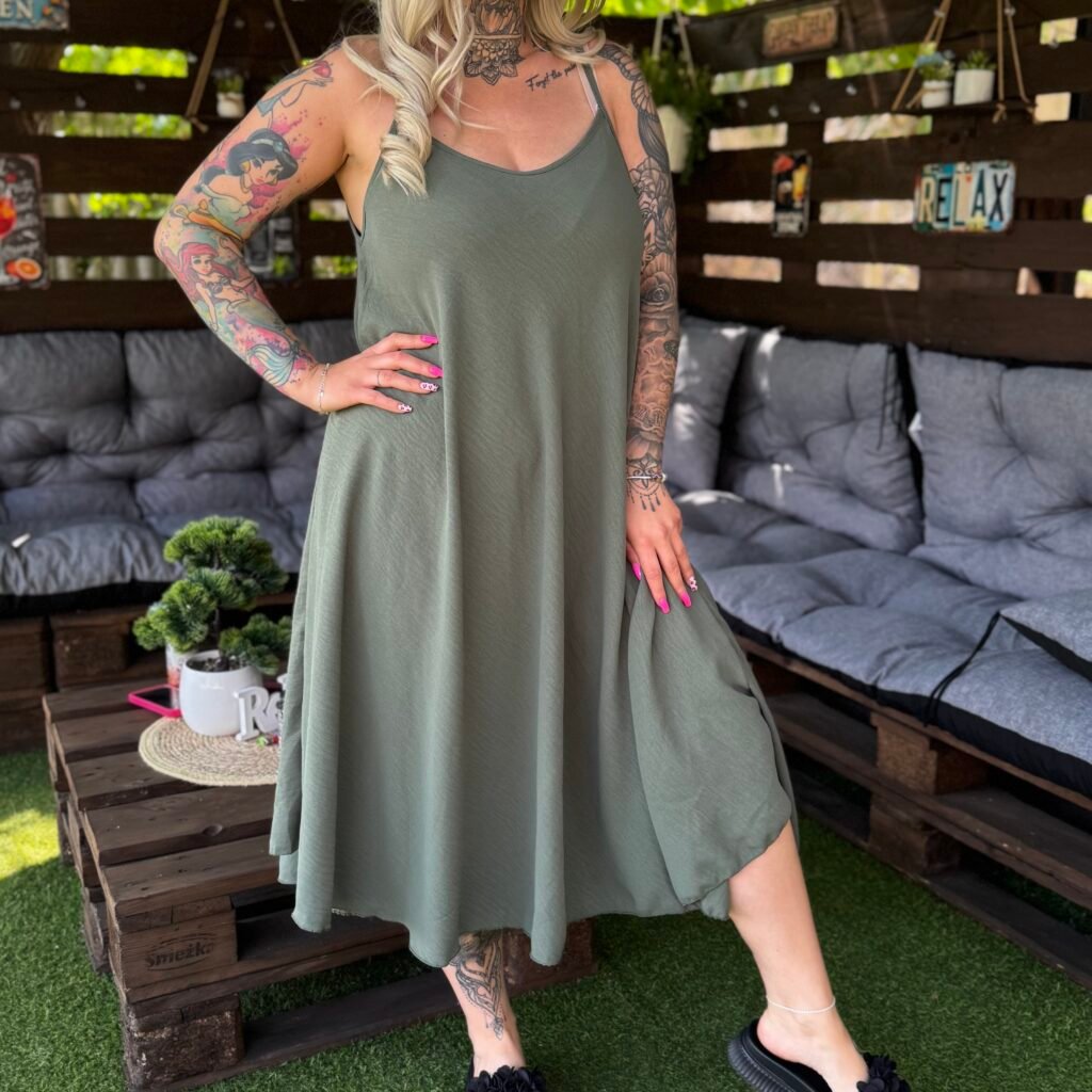 Eszter kánikula ruha khaki