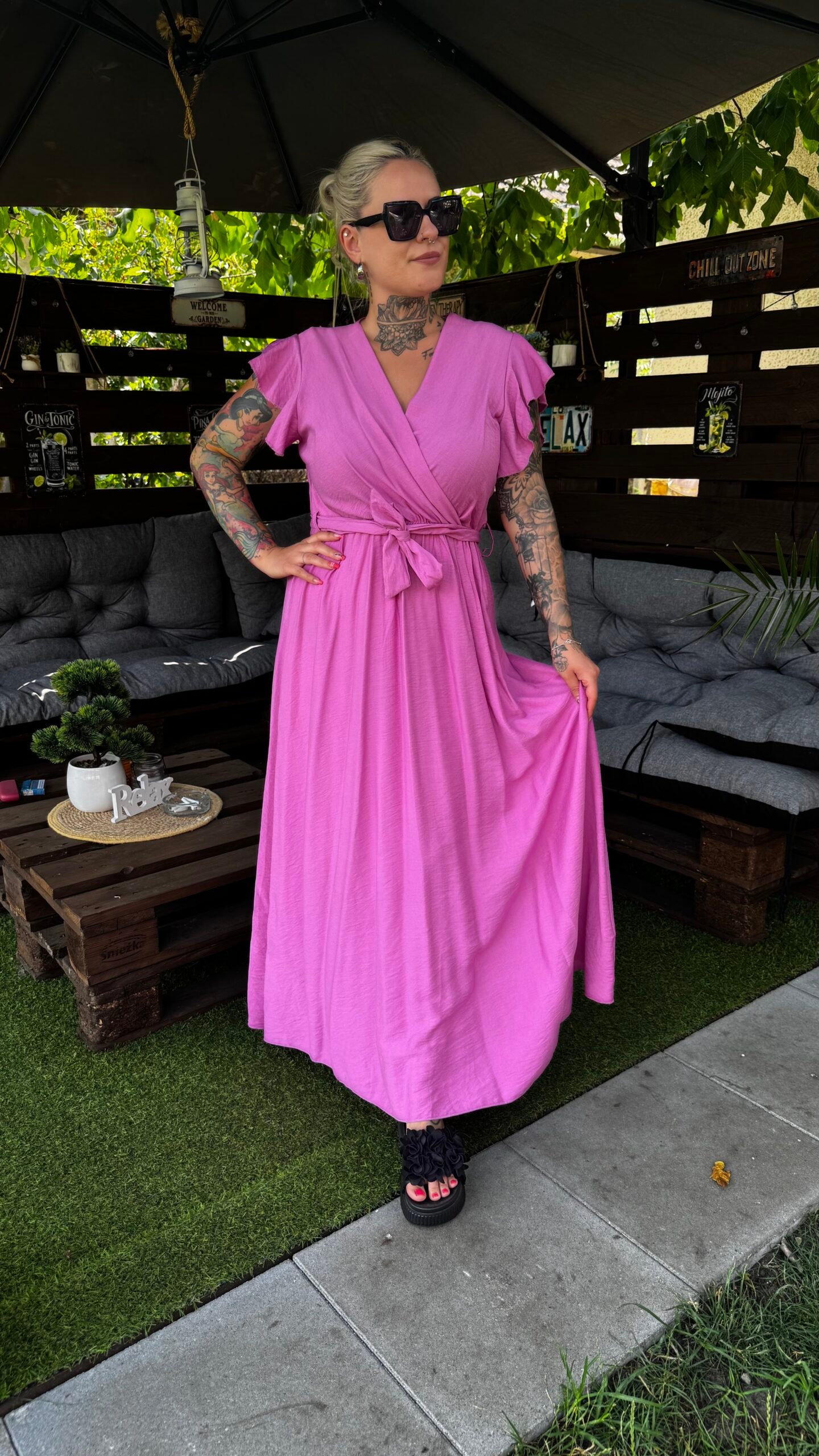 Larina maxi ruha- Bubblegum rózsaszín