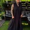Paulin maxi tunika- Fekete