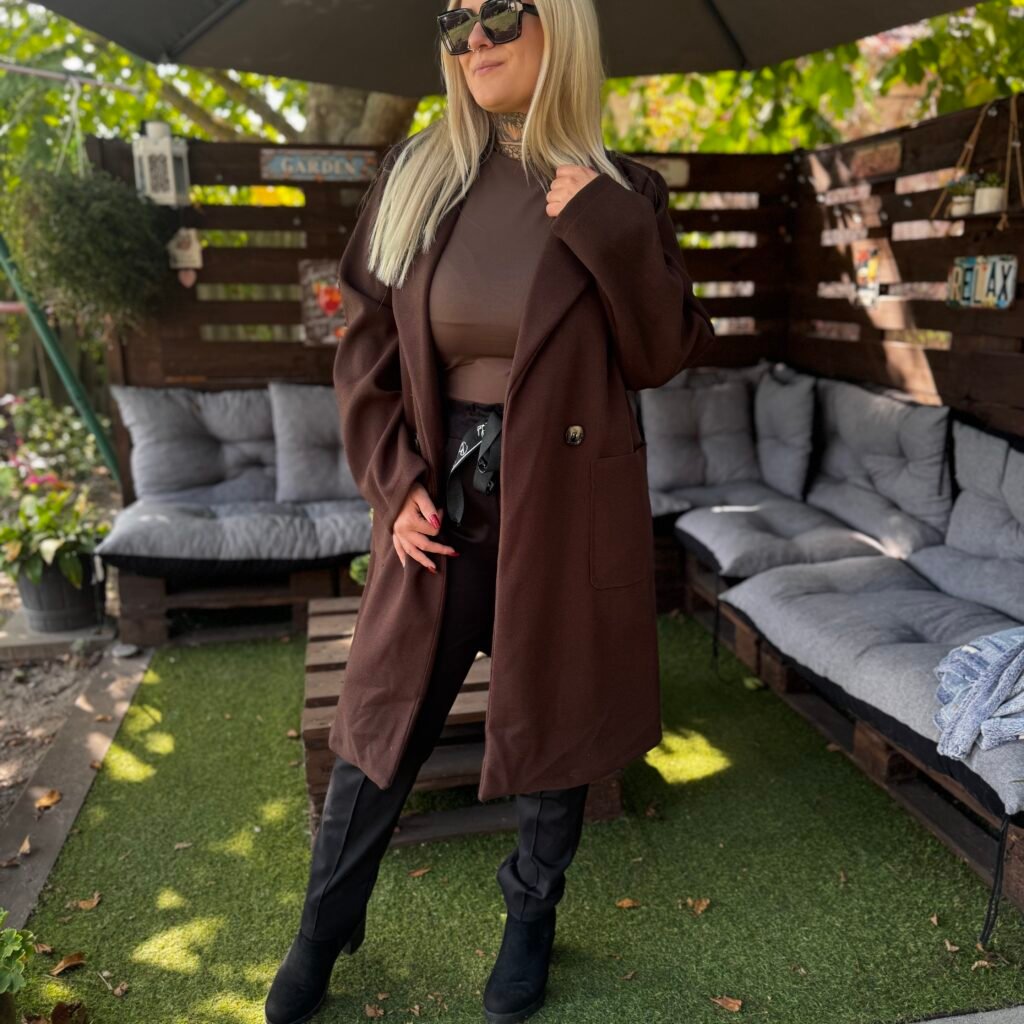 Alicia szövetkabát -Csokibarna